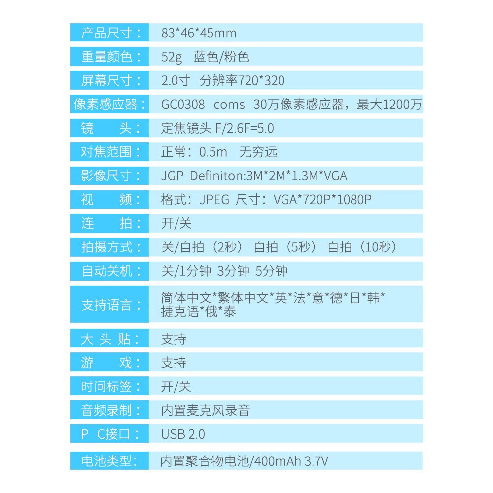 源头厂家全新第六代儿童数码相机卡通儿童相机迷你单反相机详情图1
