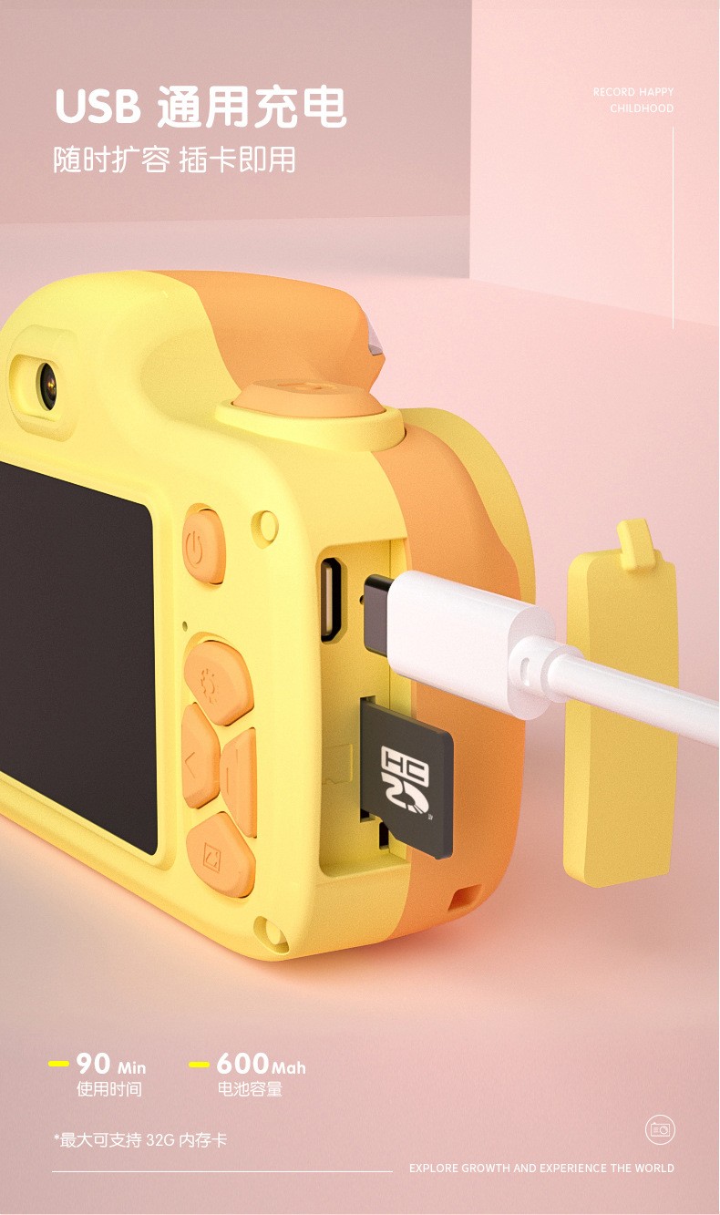 Wholesale of cross-border new cartoon children's mini digital camera, small single-lens reflex cat dual-lens camera toys detail image 11