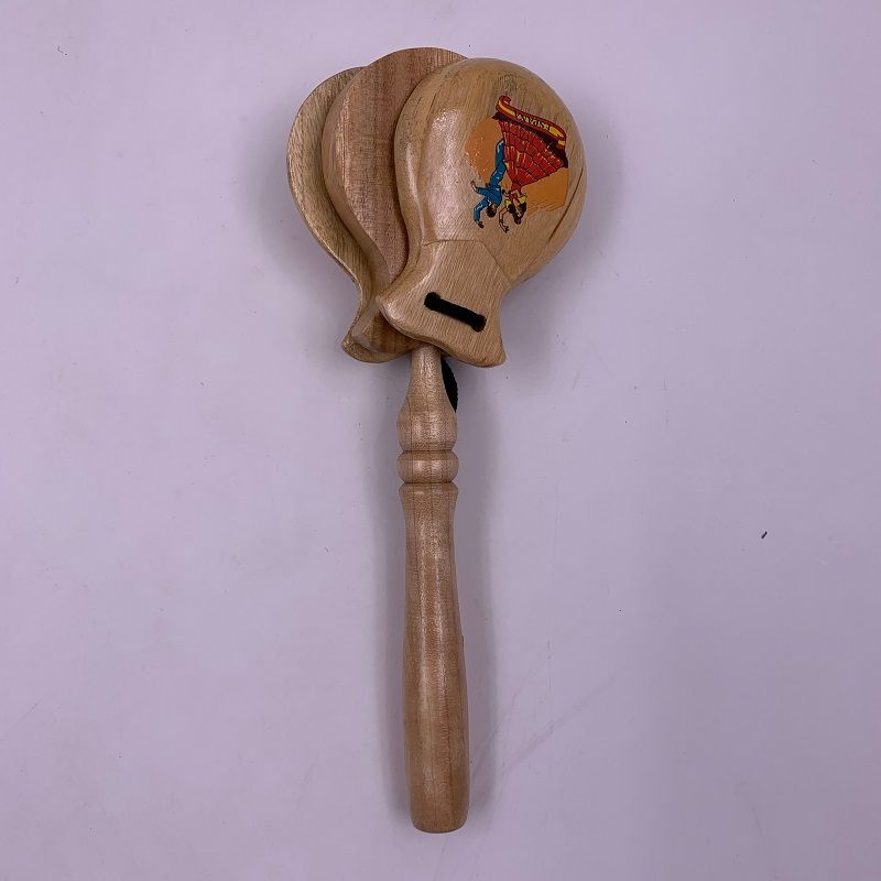 德祯    西班牙木制手执响板   木质手绘西方班牙手绘扇  跳舞用具产品图