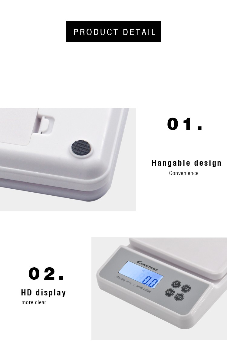 [Constant-2088B]家用电子厨房秤蓝色背光显示夜视烘焙秤食物称详情图5