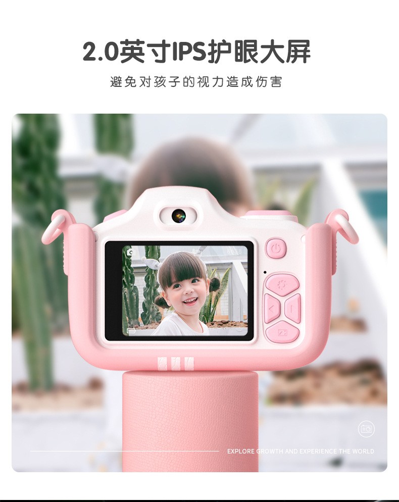 Wholesale of cross-border new cartoon children's mini digital camera, small single-lens reflex cat dual-lens camera toys detail image 5