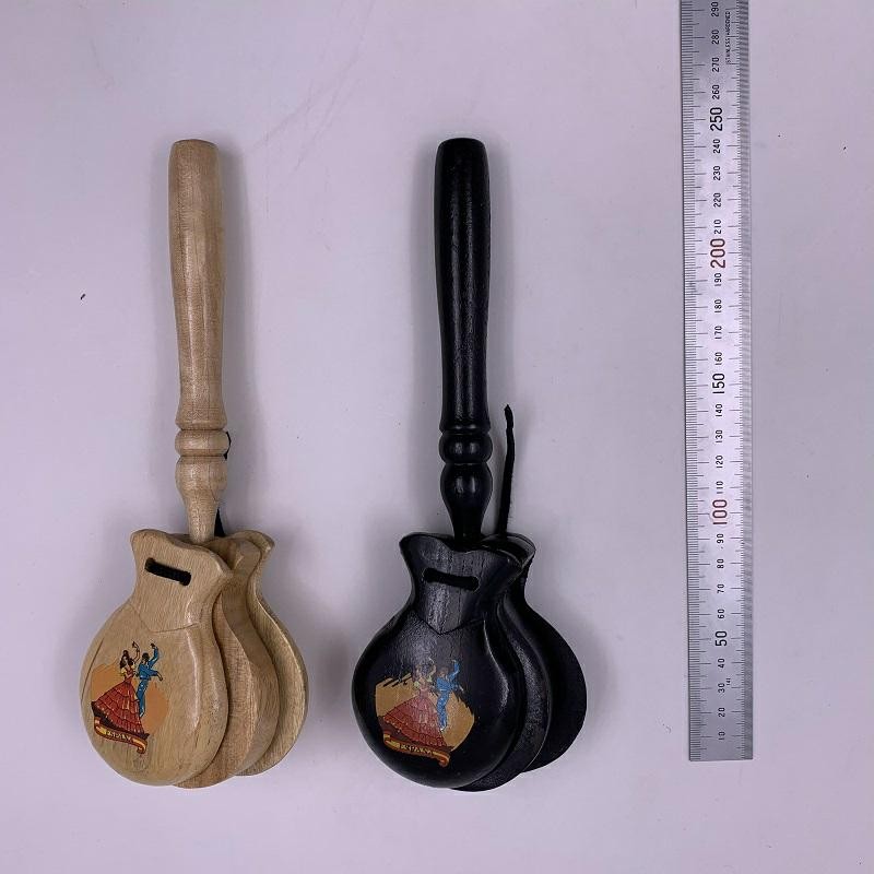 德祯    西班牙木制手执响板   木质手绘西方班牙手绘扇  跳舞用具详情图7