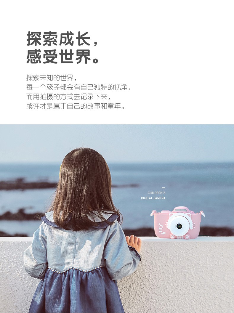 Wholesale of cross-border new cartoon children's mini digital camera, small single-lens reflex cat dual-lens camera toys detail image 1
