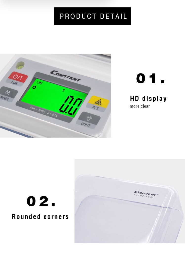 [Constant-653C] Electronic jewelry scale, laboratory balance, high-precision weight scale, green backlight display detail image 4