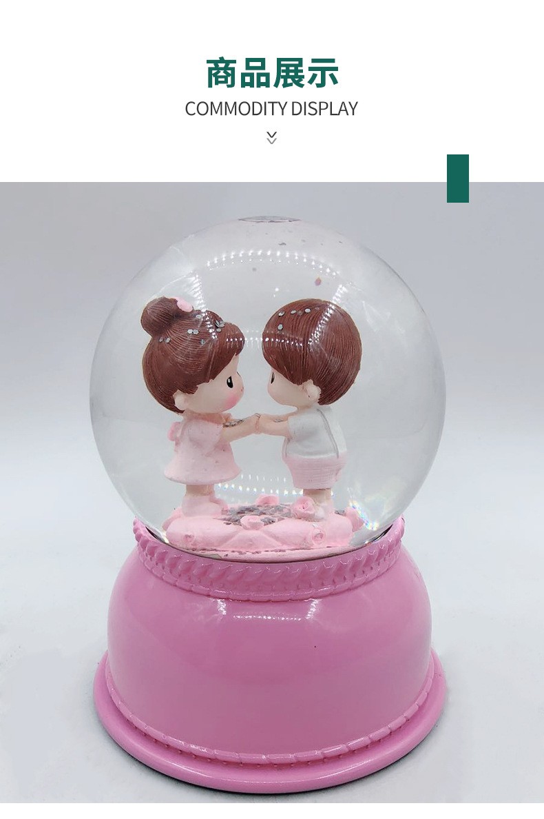 情人节礼物树脂工艺品创意卡通人水晶球欧美INS音乐风灯装饰摆件详情图3