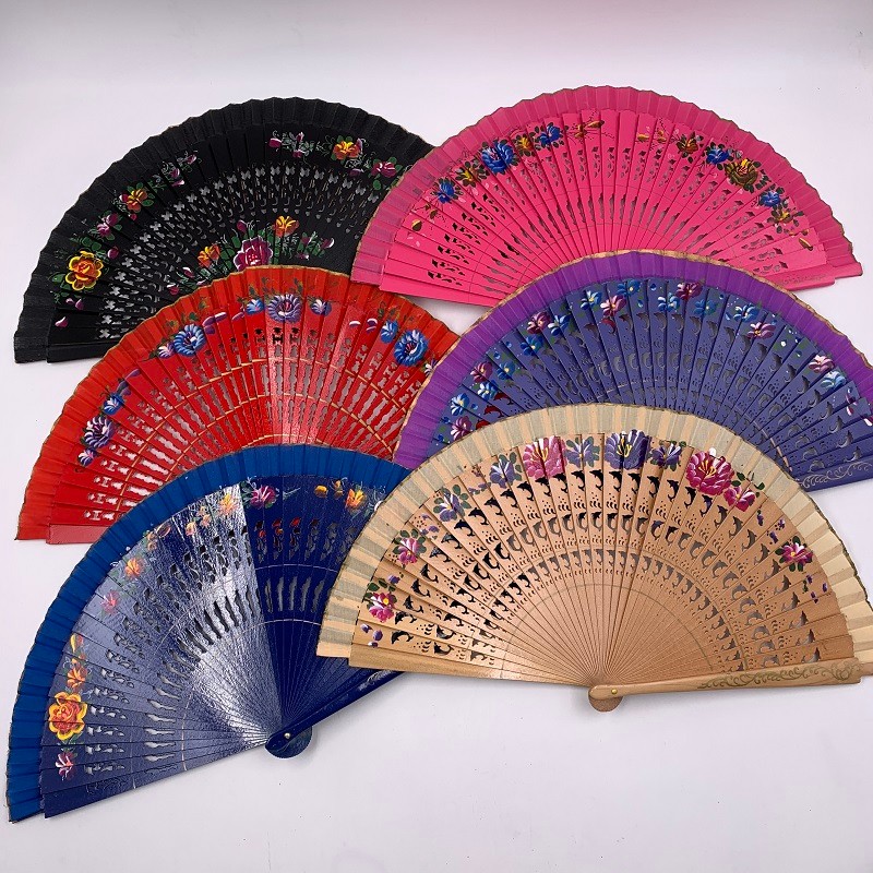 网红汉服甩扇  好开合扇子  旗袍走秀跳舞扇  西班牙跳舞扇  双面画花详情图15