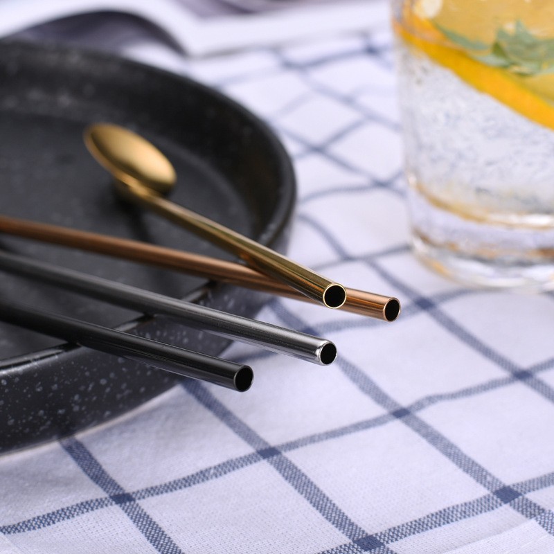 Creative 304 stainless steel straw spoon, bar spoon, multi-functional coffee stirring spoon, titanium-coated colored metal spoon wholesale -19 Portable, easy to clean, reusable stainless steel straw spoon, creative straw spoon two-in-one detail image 8