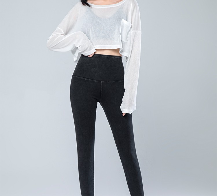 卡卡同款牛仔芭比裤女束腰高腰收腹提臀打底裤外穿紧身瑜伽骑行裤详情图3
