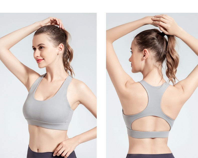 运动文胸裸感lulu女跑步排汗聚拢美背含胸垫弹性健身瑜伽服透气夏详情图11