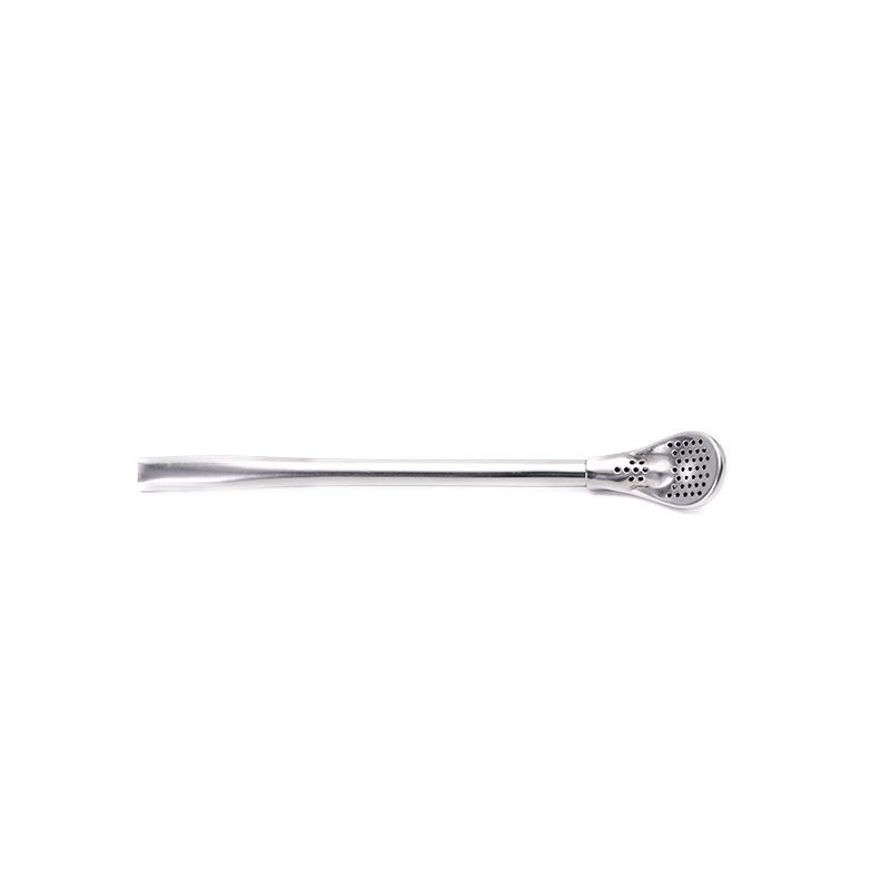 304 stainless steel straw spoon, beverage coffee stirring spoon, flower tea yerba mate filter straw spoon, customizable C012-12 portable, easy-to-clean and reusable stainless steel straw spoon, with encrypted filter screen Item Picture