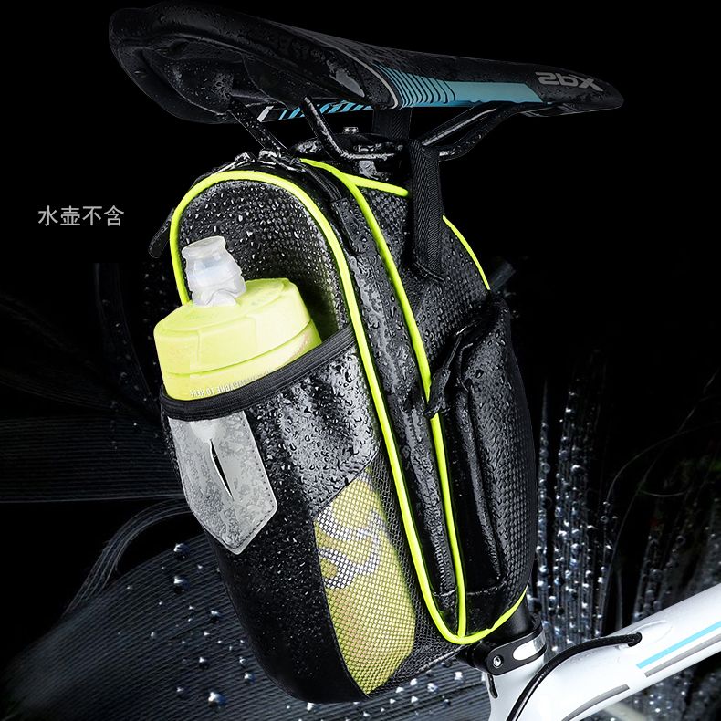 200702 Bike kettle Tail Bag Mountain bike kettle bag carbon print waterproof folding bike backseat riding cushion saddle bag