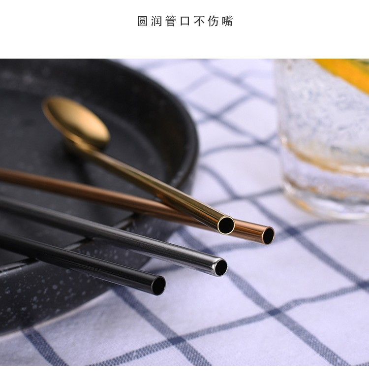 Creative 304 stainless steel straw spoon, bar spoon, multi-functional coffee stirring spoon, titanium-coated colored metal spoon wholesale -19 Portable, easy to clean, reusable stainless steel straw spoon, creative straw spoon two-in-one detail image 5