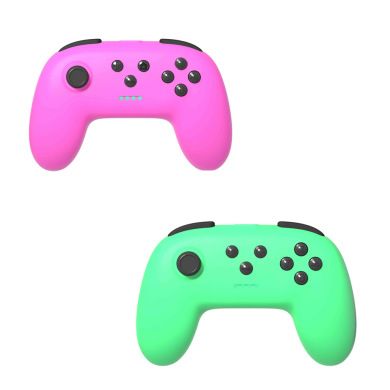 switch pro无线蓝牙游戏手柄NS lite迷你握把手把 双振动喷橡胶油白底实物图