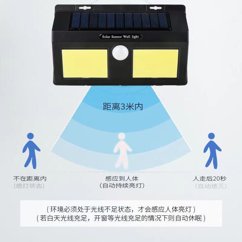 室外感应LED太阳能壁灯家用户外防水LED庭院灯人体感应壁灯 详情图11