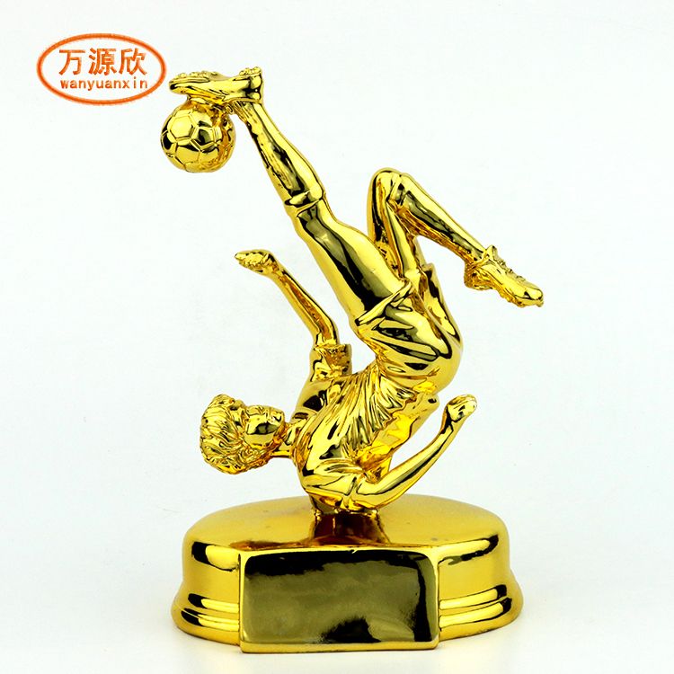 Custom-made trophies, upside-down golden hook award trophies, metal trophies, crystal awards, and football awards details Picture