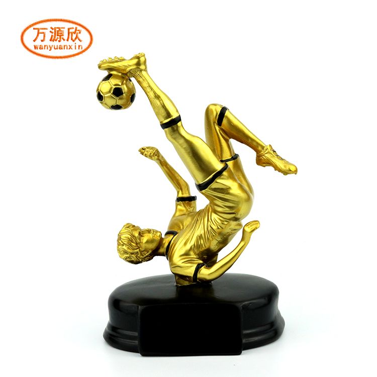 Custom-made trophies, upside-down golden hook award trophies, metal trophies, crystal awards, and football awards full figure