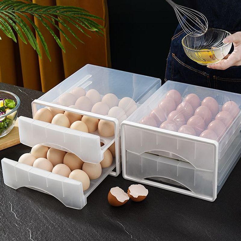 Refrigerator with lid egg storage box, automatic rolling and sliding egg box, plastic transparent and stackable duck egg preservation box details Picture