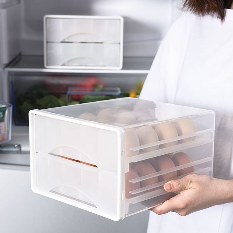 Refrigerator with lid egg storage box, automatic rolling and sliding egg box, plastic transparent and stackable duck egg preservation box Application Scenario