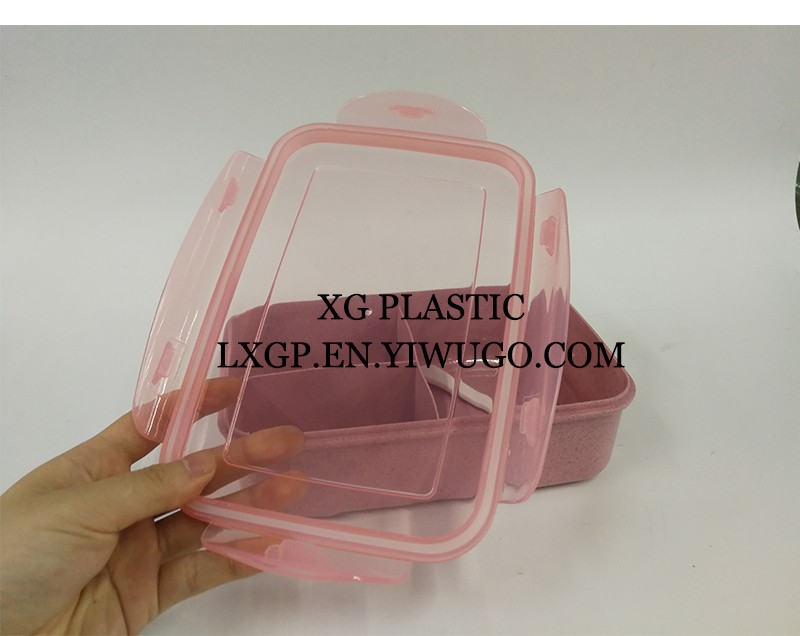 塑料秸秆三格饭盒带勺时尚简约风饭盒详情图7