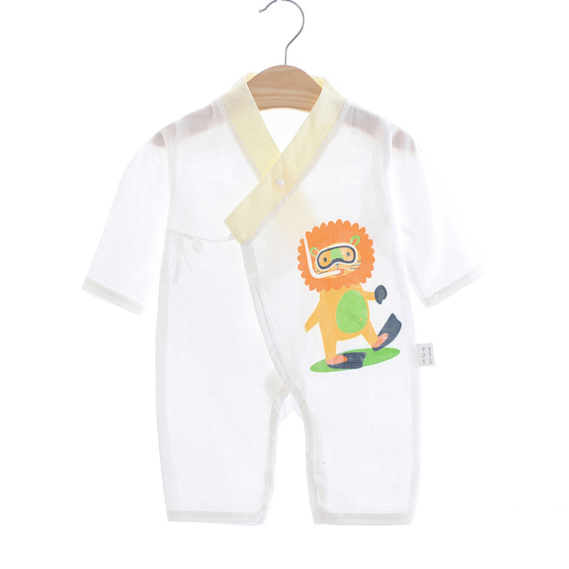 2020新款夏季纯棉纱布婴幼儿哈衣按扣档爬服婴幼儿和尚服宝宝内衣详情图6