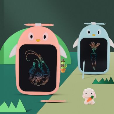 8.5寸儿童小鸡企鹅猫头鹰圣诞卡通液晶手写板儿童写字板彩色画板白底实物图