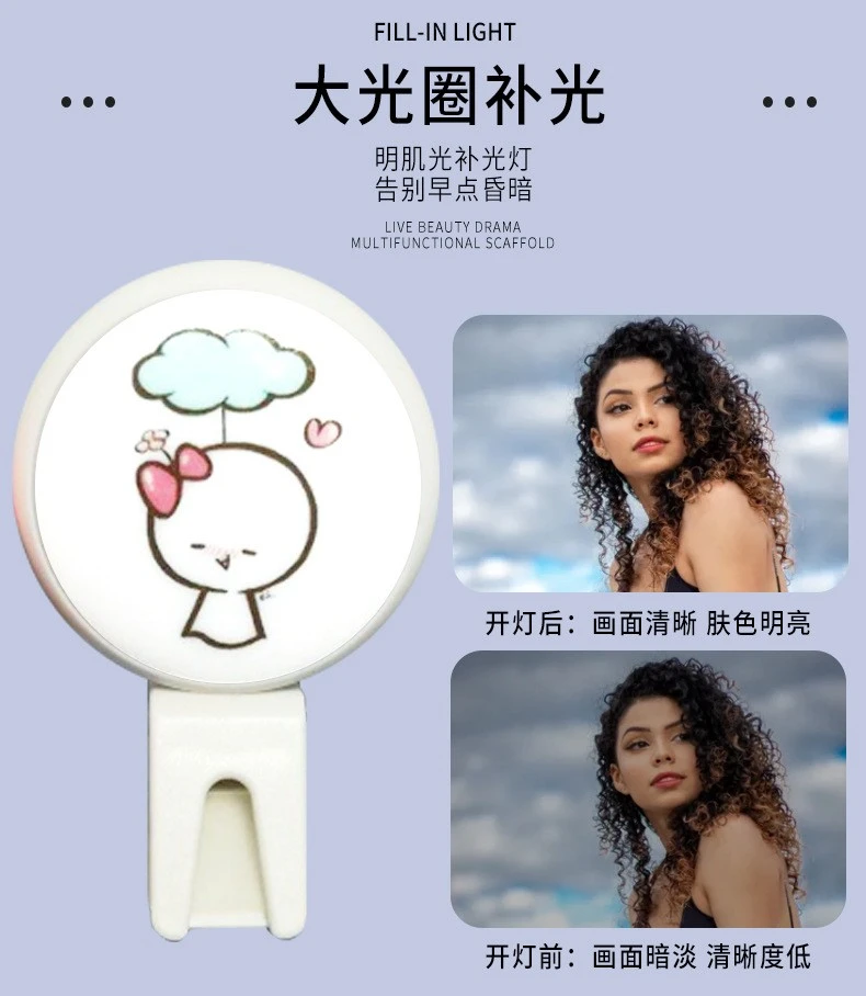 Cross-border new creative mobile phone fill light, multiple styles of expression flash, mini clip, beauty external live streaming light detail image 3