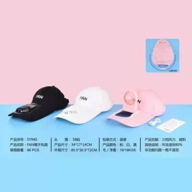 卡通帽子风扇SY940创意棒球鸭舌帽usb充电便携遮阳帽子产品图