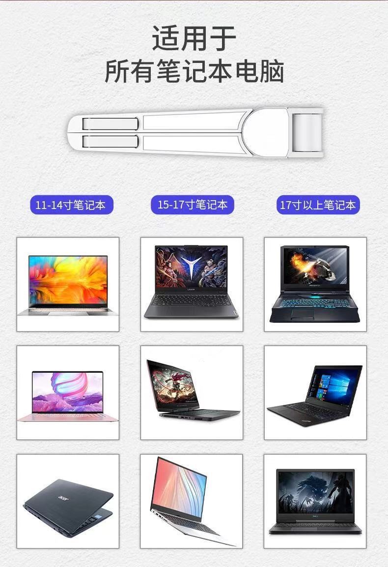 可调节悬空笔记本电脑支架增高散热便携折叠收纳桌面支架工厂详情图16