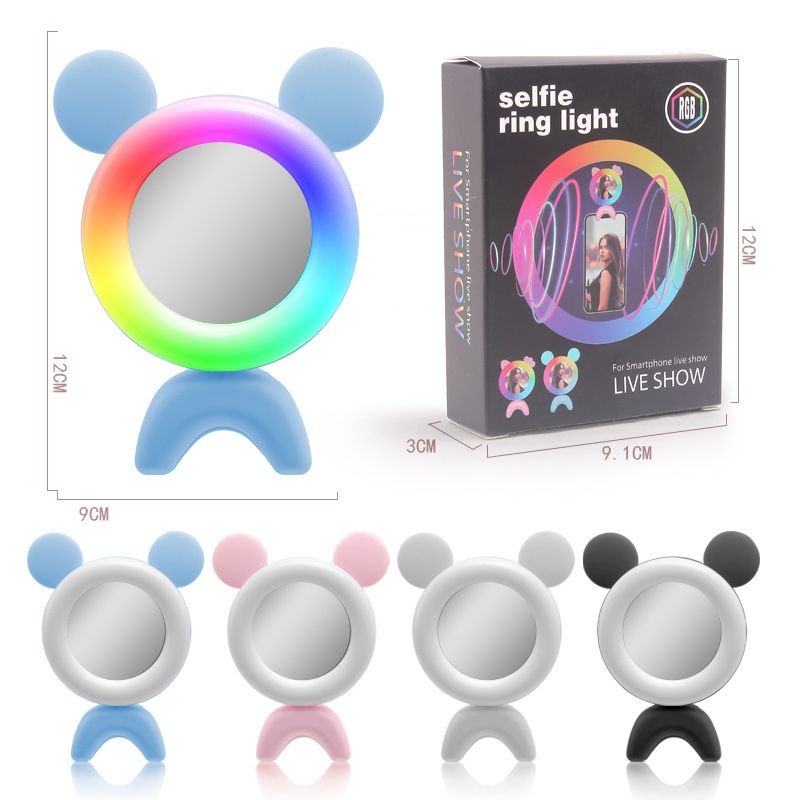 New ear mobile phone fill light, circular USB charging LED light, colorful light, beauty live streaming light Item Picture