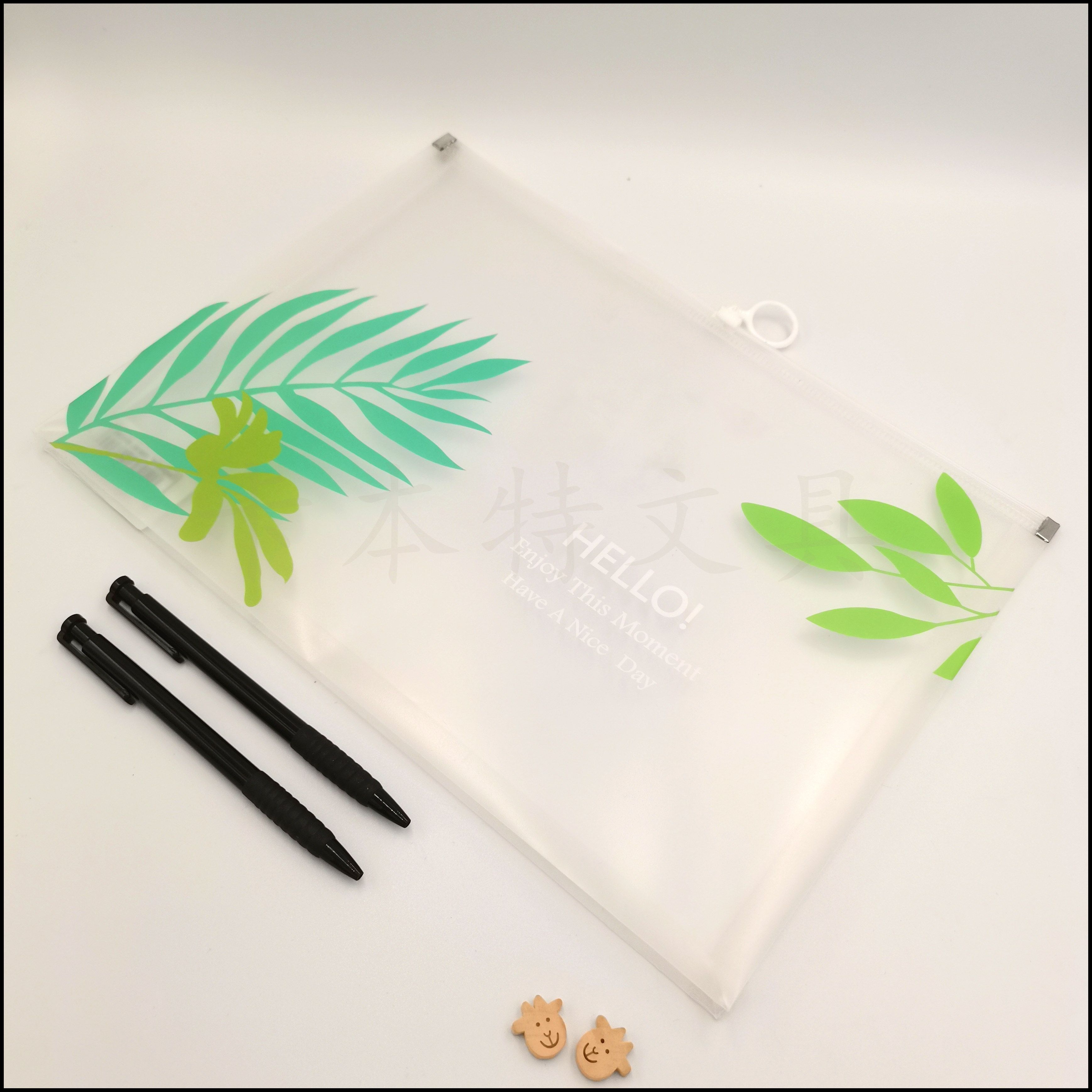 Transparent Nordic style zipper bag A4 printed information bag student stationery bag factory direct office file bag full figure