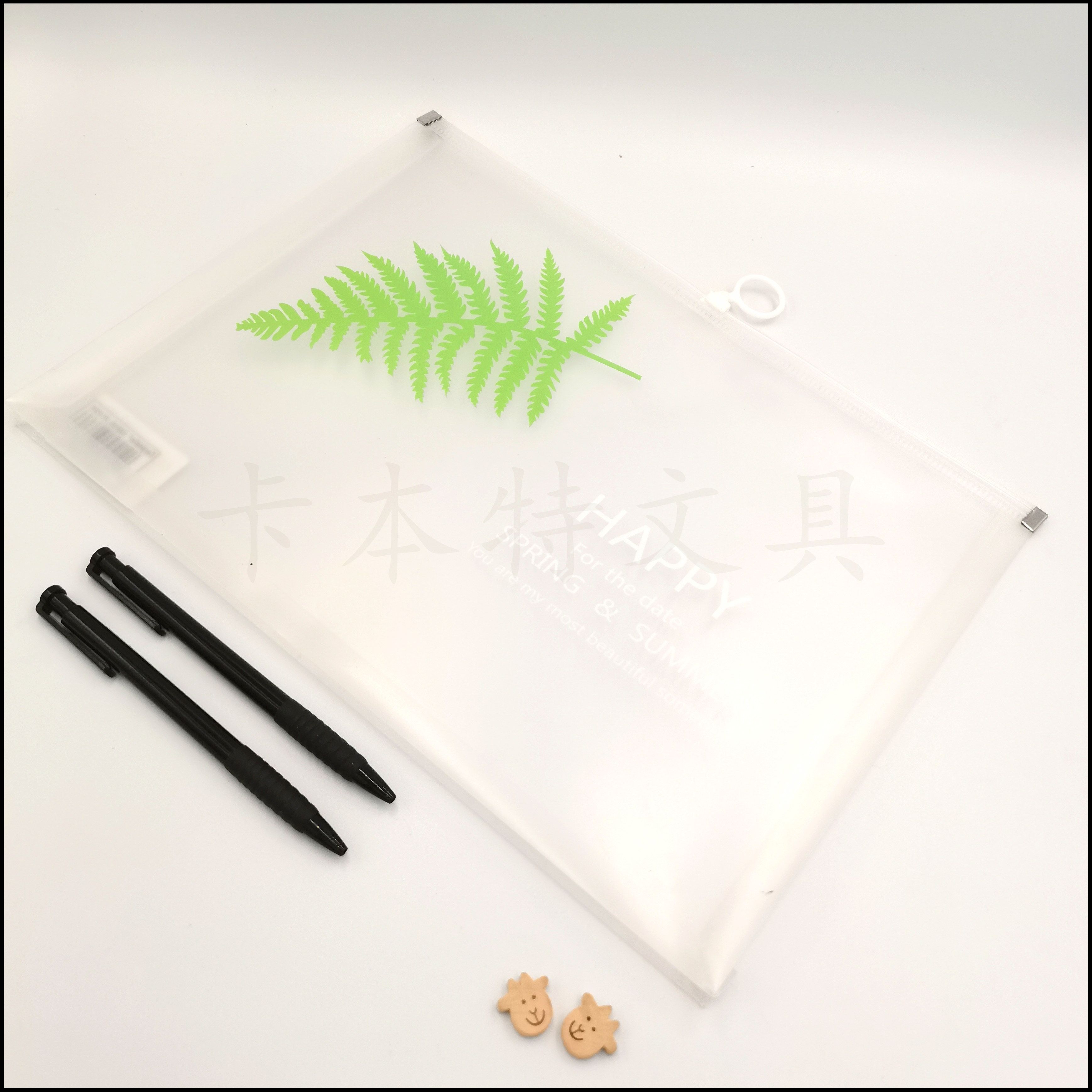 Transparent Nordic style zipper bag A4 printed information bag student stationery bag factory direct office file bag Specification drawing