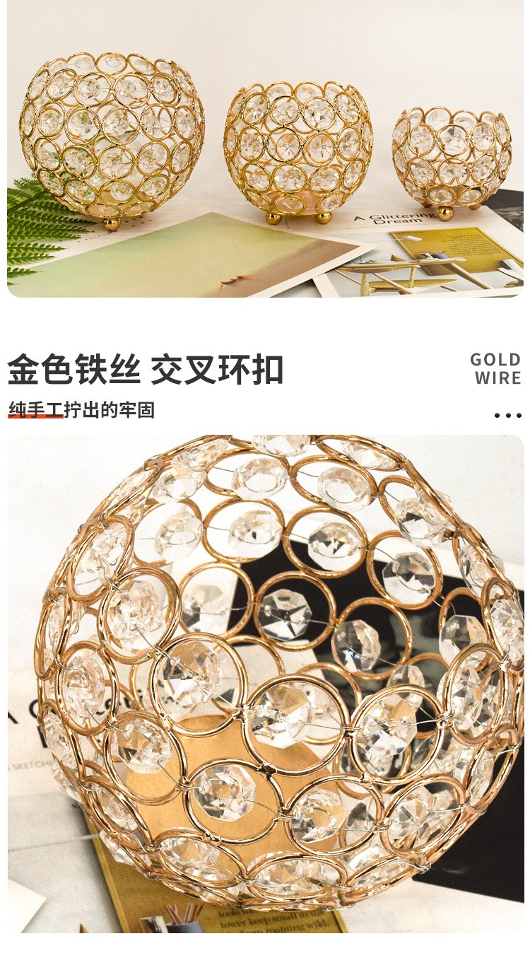 European-style crystal balls are selling well for parties, weddings, retro candlesticks, electroplated ironwork, creative decorative items, hollowed-out vases, candle cups detail image 6