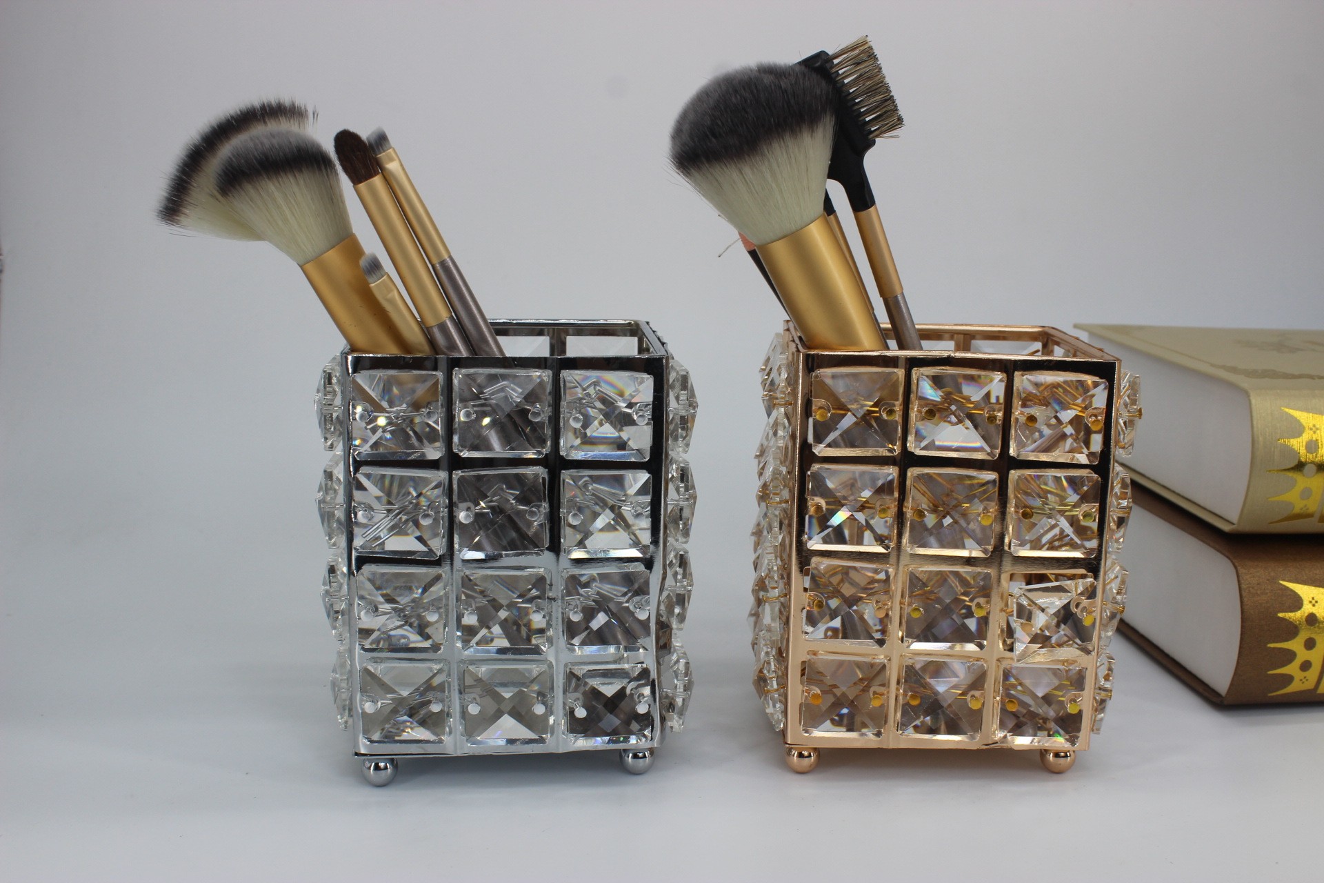 欧式水晶笔筒化妆刷收纳桶眉笔梳子整理化妆品收纳盒详情图1