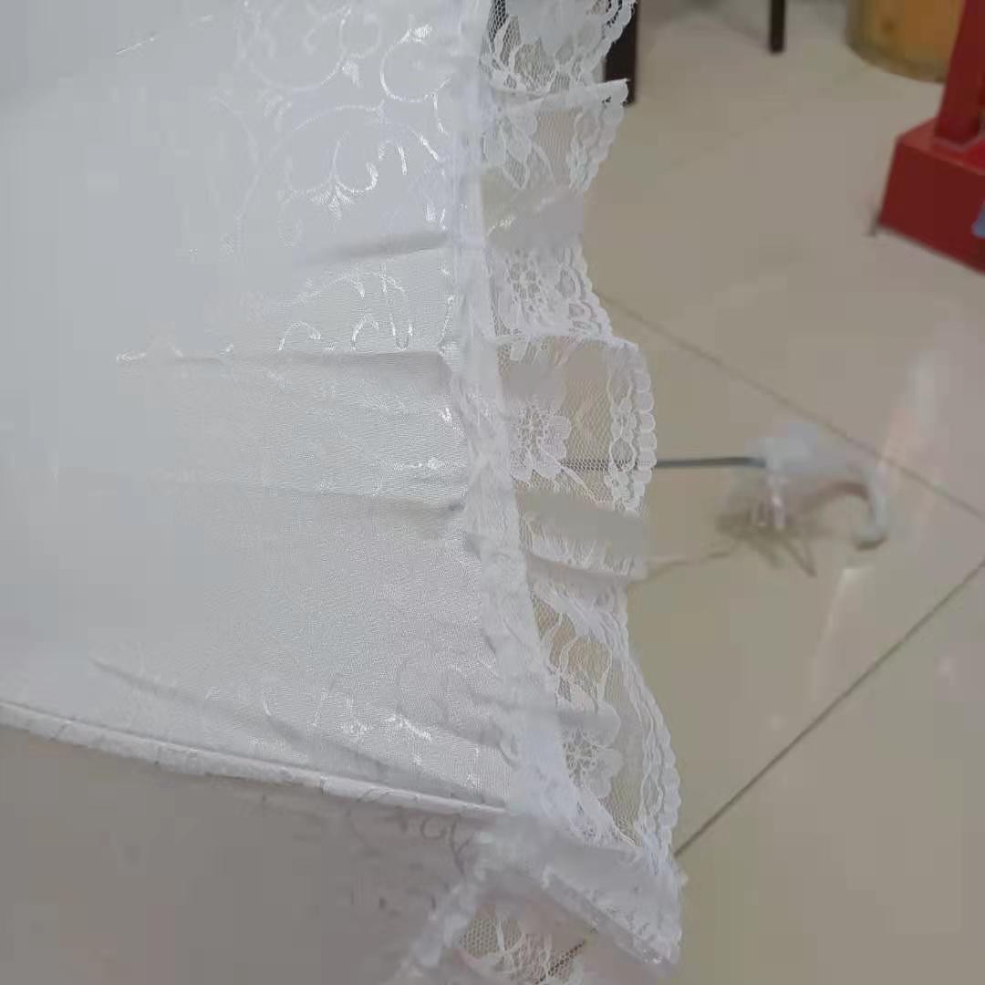 德祯  简约长杆新娘结婚白色提花布蕾丝婚  纱伞婚庆道具伞详情图5