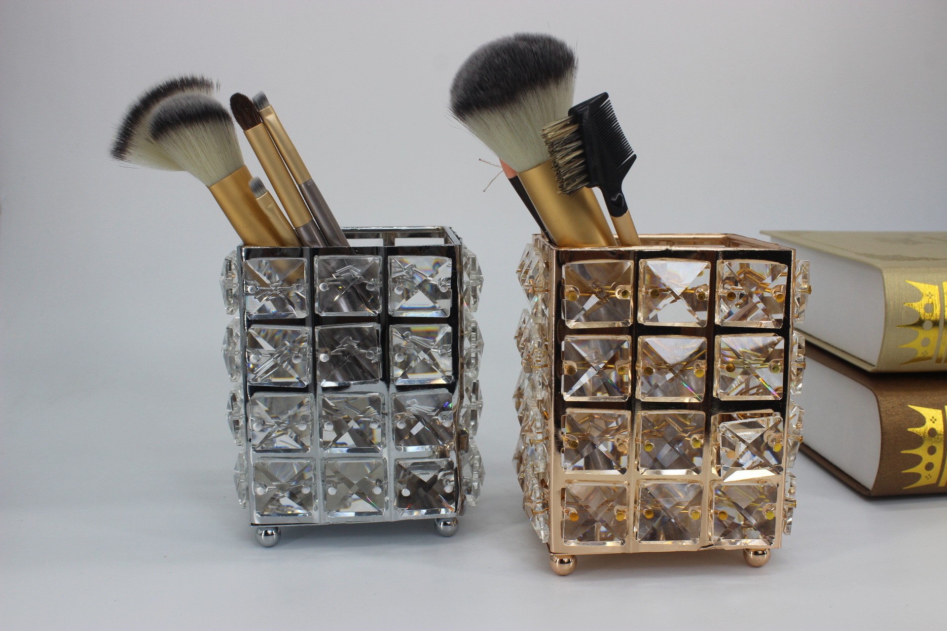 欧式水晶笔筒化妆刷收纳桶眉笔梳子整理化妆品收纳盒详情图3
