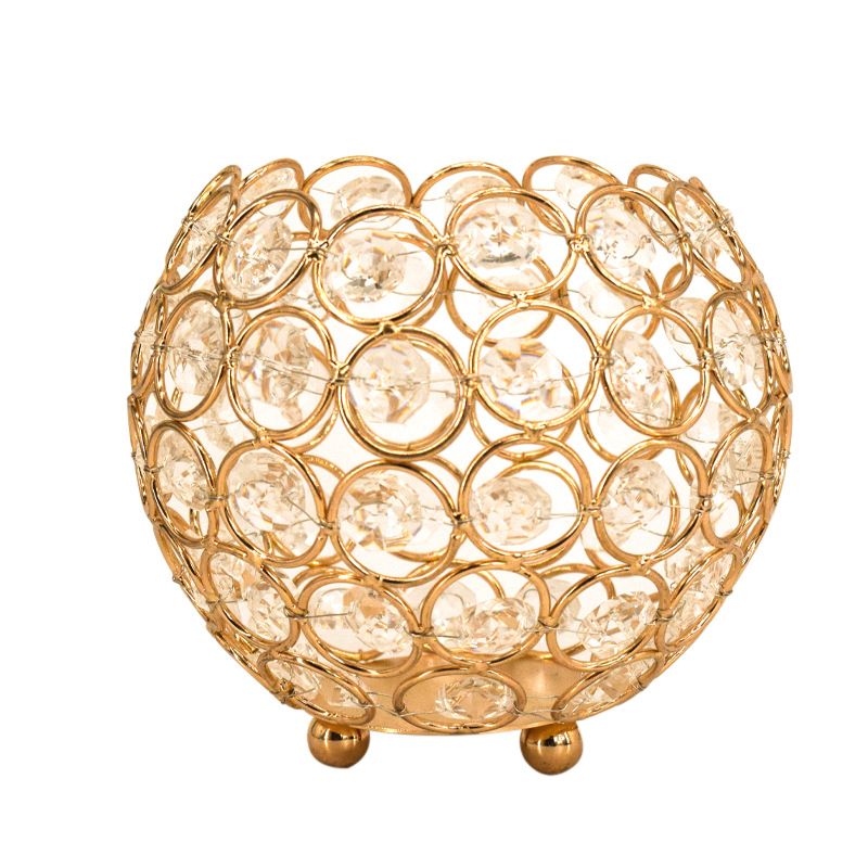 European-style crystal balls are selling well for parties, weddings, retro candlesticks, electroplated ironwork, creative decorative items, hollowed-out vases, candle cups Item Picture