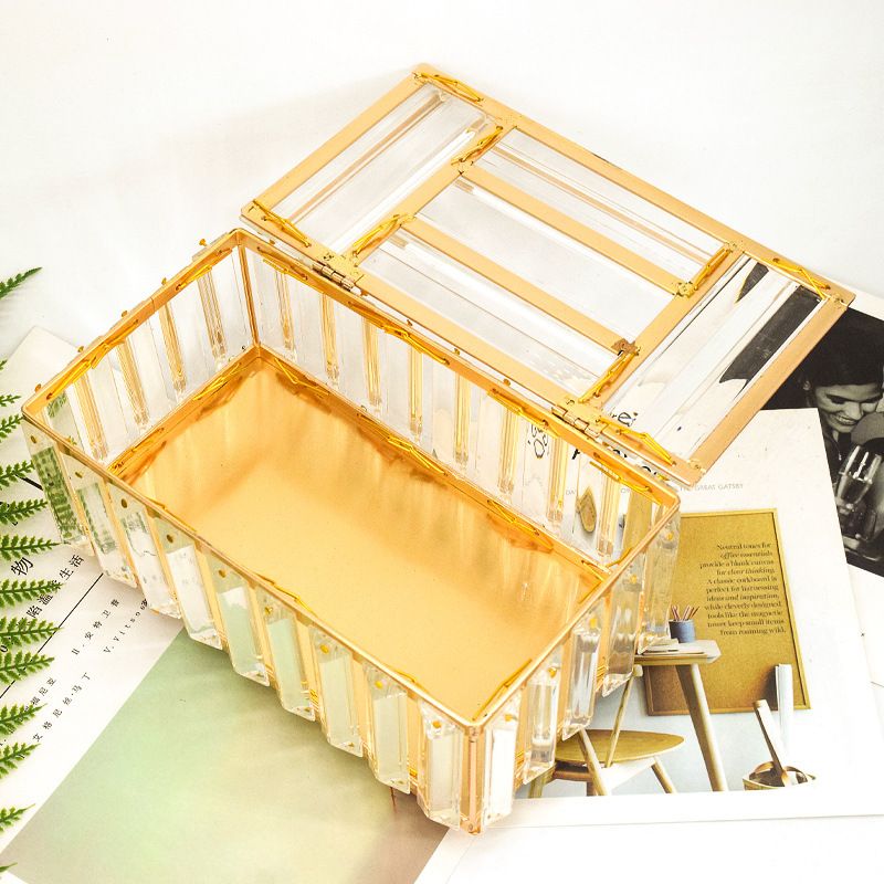 欧式水晶纸巾盒 抽纸盒创意客厅收纳盒餐巾纸抽盒样板间车用家用细节图