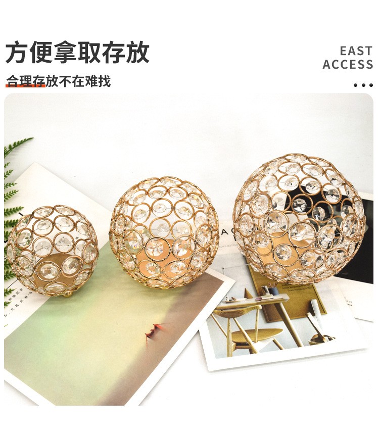 European-style crystal balls are selling well for parties, weddings, retro candlesticks, electroplated ironwork, creative decorative items, hollowed-out vases, candle cups detail image 5