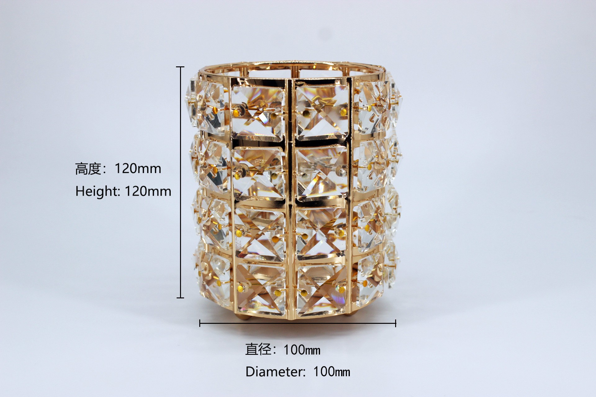 化妆品收纳桶欧式水晶笔筒美甲金属工艺品婚庆装饰道具详情图7