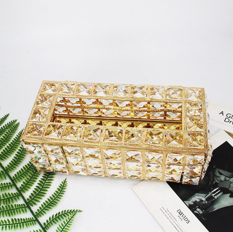 欧式加长款水晶纸巾盒抽纸盒金属金色家用创意客厅茶几桌面收纳盒详情图4