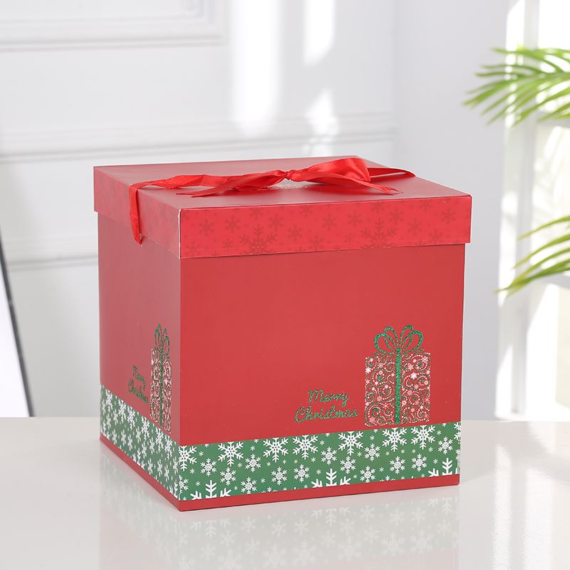 圣诞经典撒粉可折叠礼品盒红色9813S