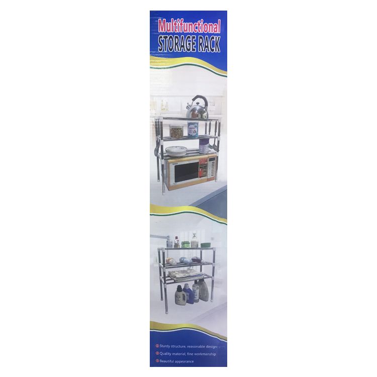 Doble estante de microondas estante de cocina estante de horno de almacenamiento estante de almacenamiento estante de capa details Picture