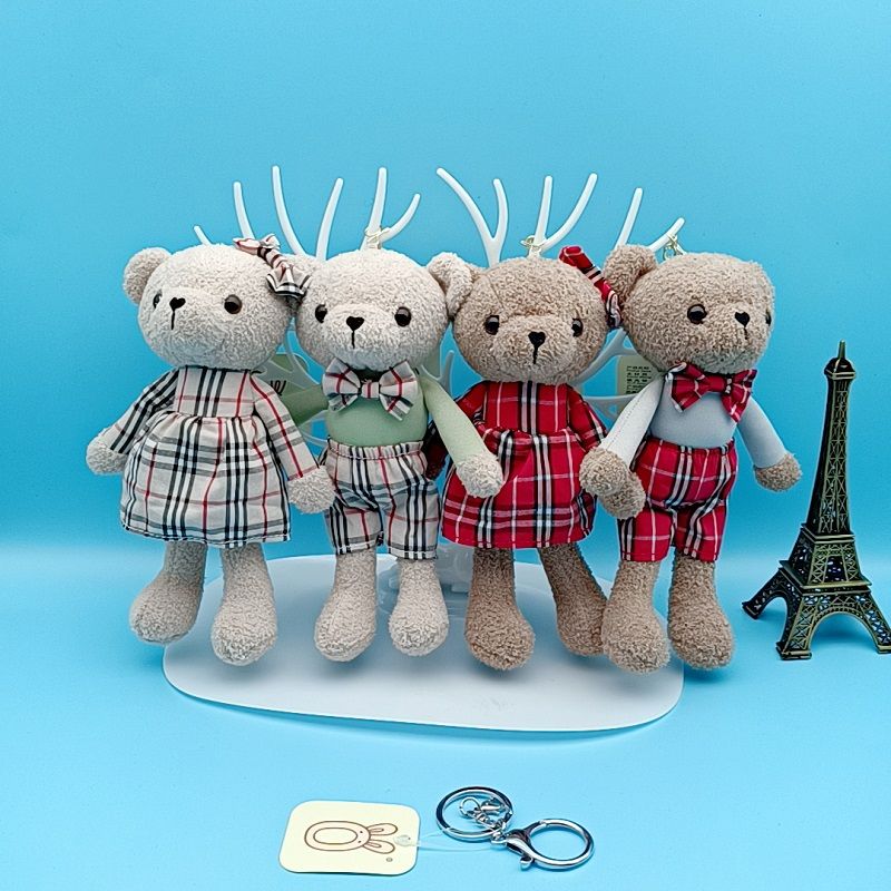 Cute cute teddy couple bear pendant plush doll bear doll bag soft cute keychain girl