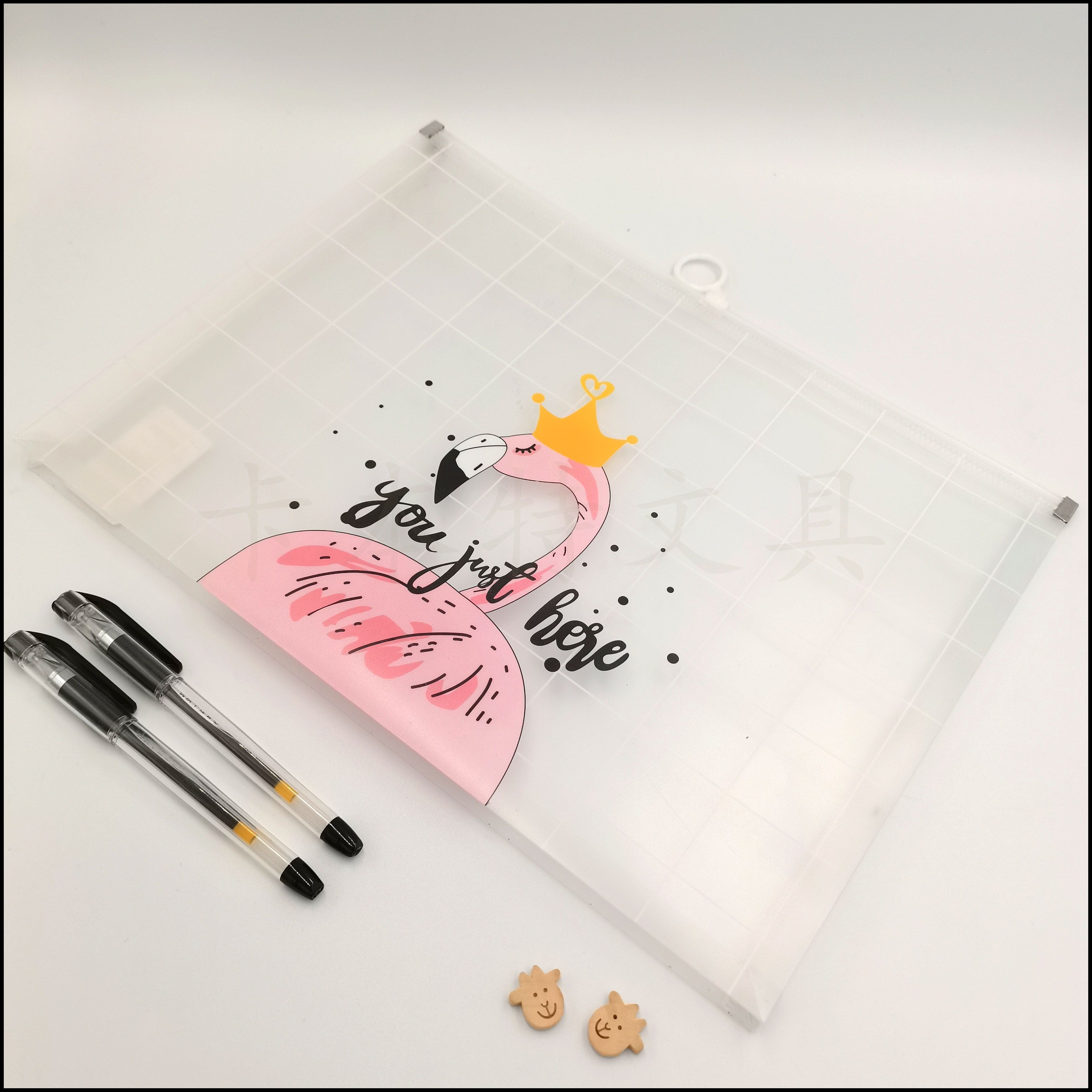 Flamingo printing zipper bag student examination paper bag A4 file bag data bag ticket bag details Picture