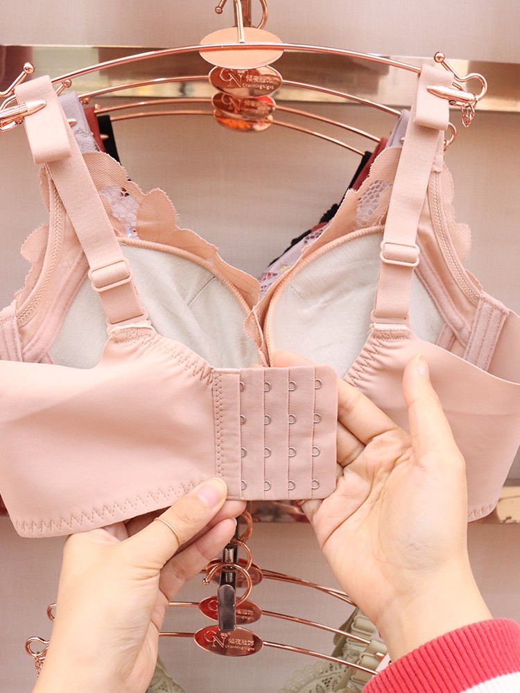 Extra thick 5cm steamed bun cup gathering underwear, small chest special bra, non-magnetic, non-steel ring upper support adjustable bra detail image 7
