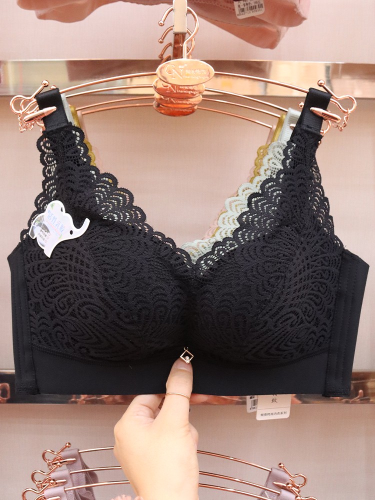 Thai natural latex bras for women, small breasts, breast retraction, anti-sagging, non-magnetic, no steel rings, thin top and thick bottom detail image 9