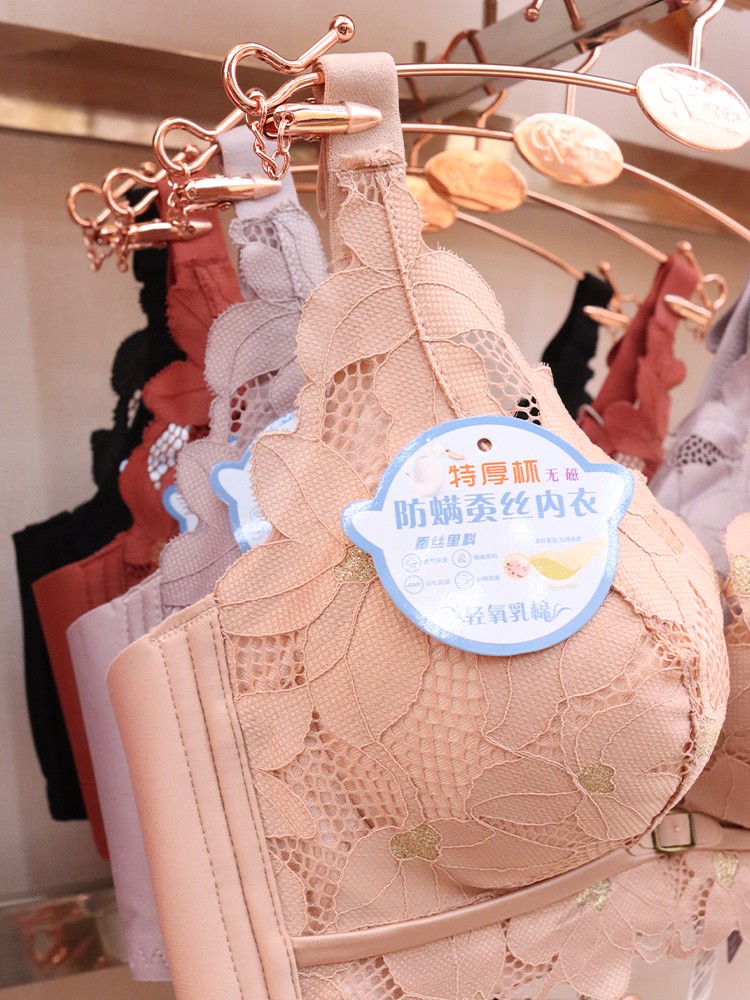 Extra thick 5cm steamed bun cup gathering underwear, small chest special bra, non-magnetic, non-steel ring upper support adjustable bra detail image 11