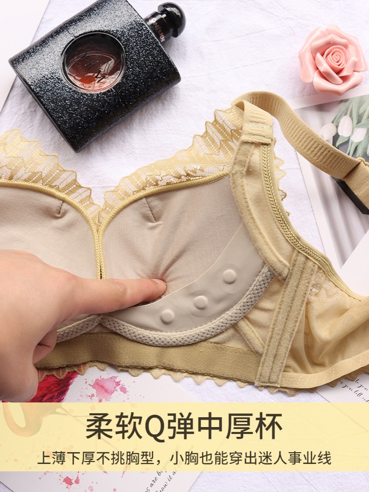 火山能量石内衣女小胸聚拢bra无钢圈调整型文胸上托侧收副乳胸罩详情图6