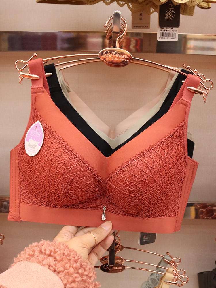 Thin cup breathable, non-misalignment bra top support, gathering, no steel ring bra, no magnetic retractable accessory, adjustable underwear for women detail image 4