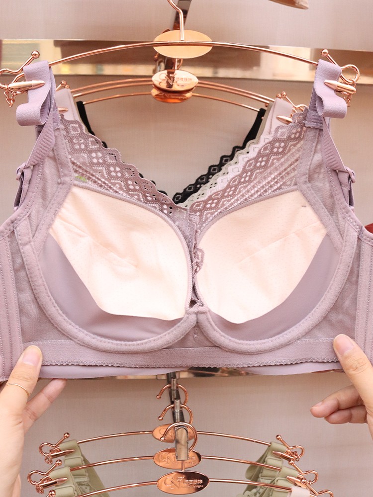Thin-cup lingerie for women, with a small breast that looks larger and a retractable accessory bra, soft latex cotton breathable bra without underwire detail image 3